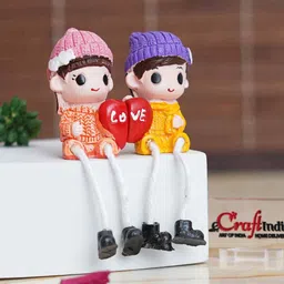ecraftindia Cute Boy and Girl Doll Multicolour Polyresin Figurine image 2