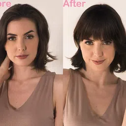 views Double Clip in Bangs- Fake Bangs Synthetic, Black (Pack of 1) Hair Extension image 5