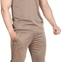 vastragrah Men Night Suit Set Brown Striped, Self Design-picture-26