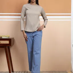 fithub Casual Regular Sleeves Self Design Women White Top image 5