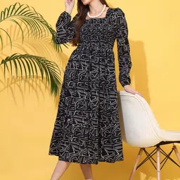 sheetal associates Women Fit and Flare Black Below Knee Dress-picture-18