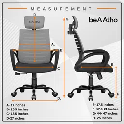 beaatho Verona High Back With 3 Years Warranty Ergonomic Revolving Nylon Office Arm Chair image 5