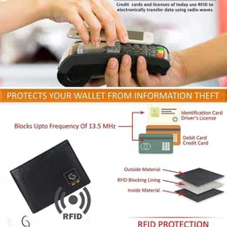 getoree Men Casual Black Genuine Leather RFID Wallet - Regular Size image 5