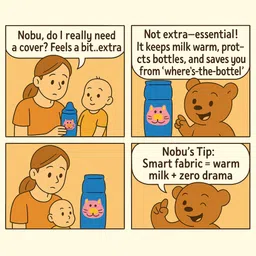 mw prints Soft Plush Baby Feeding Bottle Cover (60-125 ml) with Cartoon Strap, Waterproof image 5