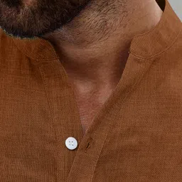 leriya fashion Men Self Design, Solid Linen Blend Straight Kurta image 4