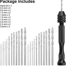 as tool center 25Pcs Twist Drill Bits and Hand Drill Set Micro 0.5mm to 3mm High-Speed Steel Straight Shank Electrical Drill Bit Rotary Bit Set-picture-12