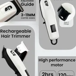 Nilesawar X353 Cordless hair & beard trimmer with fast charging and stainless steel blades Fully Waterproof Trimmer 240 min Runtime 3 Length Settings image 2
