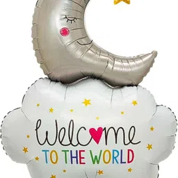 king collection Printed Welcome to The World Foil Balloon Party Decoration Moon Star & Cloud Shape Balloon-picture-26