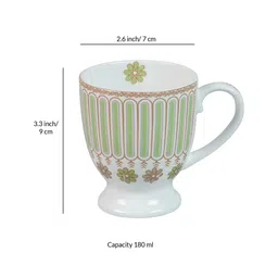 cdi (Set of 6 ) 180ml Floral Designer Ceramic Coffee Mug (White) image 2