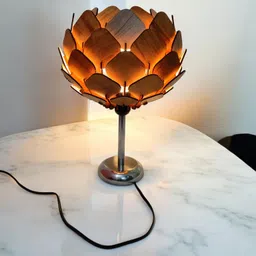 woodiography Wooden lootus table lamp for home decoration and office hotel and cafe. Table Lamp-picture-18