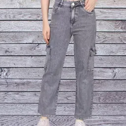 sjtcollection Women Straight Fit Mid Rise Grey Jeans-picture-38