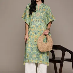 aarke ritu kumar Women Printed Pure Cotton Kaftan Kurta image 4