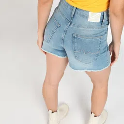 pepe jeans Distressed Women Blue Denim Shorts image 4