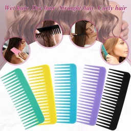 xester 5 Pcs Large Tooth Hair Detangling Shampoo Comb for Women Men Kids (multi color) image 3