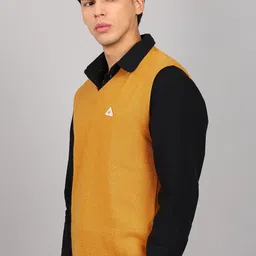 monte carlo Men Solid V Neck Yellow Sweater image 3
