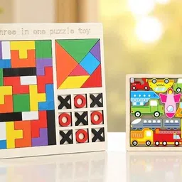 Kids Educational Wooden Puzzle Combo | 3 in 1 Learning & Vehicle Puzzle X167-image-55