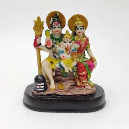 bhatia Lord Shiv Parivar Statue Parvati Ganesh Murti For Pooja, Gift, Car Dashboard Decorative Showpiece - 10 cm image 4