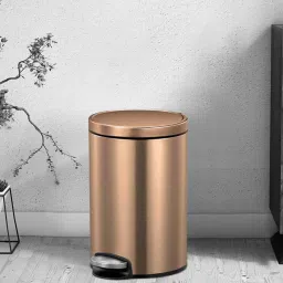 obsessions Fingerprint Resistant Round Step Dustbin with Liner, 8 Litre, Bronze & Copper image 1