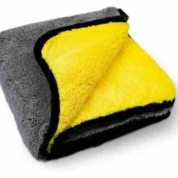 snan Microfiber Car cloth microfiber combo (Pack Of 1, 615GSM) YELLOW AND GREY Cloth Napkins-picture-24