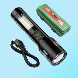 regals choice Shockproof LED Torch with Zoom and COB Strip 3 hrs Torch Emergency Light image 1
