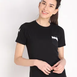 chkokko Women Printed Round Neck Polycotton Black T-Shirt-picture-25