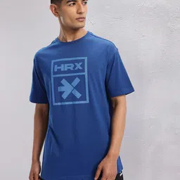 hrx by hrithik roshan Men Printed Round Neck Cotton Blend Blue T-Shirt-picture-11
