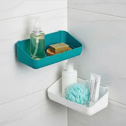 devam enterprise Tidy Wall Storage Basket Kitchen Caddy Rack Shower Suction Shelf Bathroom Corner Plastic Wall Shelf-picture-44