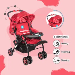 meemee Stylish Reversible Handle,Feeding Tray,Extra Storage,for 0-3 Yrs Baby/Kids Pram image 5