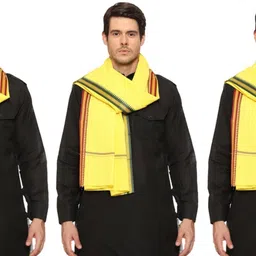 house of common Embroidered Cotton Blend Men Yellow Scarf-picture-39