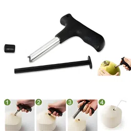 deodap Premium Quality Stainless Steel Coconut Opener Tool/Driller with Comfortable Grip Straight Peeler image 5
