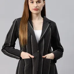 cottinfab Women Striped Single Breasted Formal Blazer-picture-17