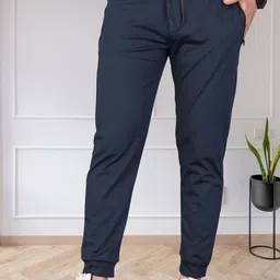 divra clothing Men Solid Dark Blue Track Pants-picture-16