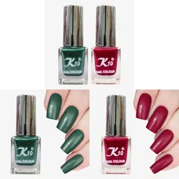k10 Long Lasting Metallic Nail Polish Combo Green, Dark Red-picture-23