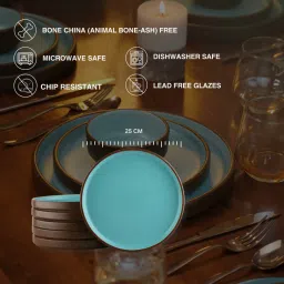 blackcarrot (Set Of 6) Brown & Blue Stoneware Dinner Plates image 4