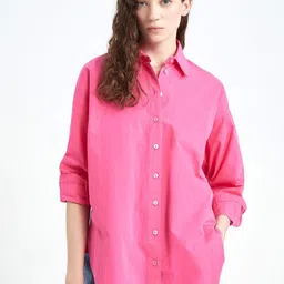 corsica Women Oversized Fit Solid Spread Collar Casual Shirt-picture-32