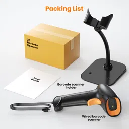 HiRobot HS-22 Wired 2D/1D Barcode Scanner with Stand-Orange Imaging 2D Camera Barcode Scanner image 5