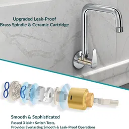 plantex Brass Sink Cock with Extended Swivel Spout with Wall Flange & Teflon Tape DOL-4300 Sink Tap Faucet image 4