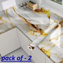 ld enterprise Vinyl Decorative White, Gold Wallpaper (L x W: 200 cm x 60 cm) Pack of 2-picture-47