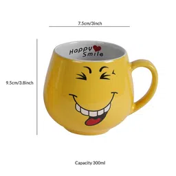 cdi Yellow Quotes Printed 300 ml Ceramic (Set of 2) Coffee Mug image 2