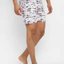 Bukkl Abstract Printed Mid Rise Breathable Pure Cotton Boxers LAFFER-6-White image 3