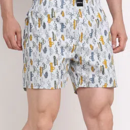 Big Fox Men White & Orange Conversational Printed Pure Cotton Boxers image 4