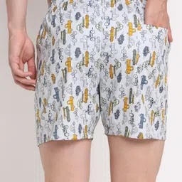 Big Fox Men White & Orange Conversational Printed Pure Cotton Boxers image 3