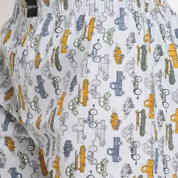 Big Fox Men White & Orange Conversational Printed Pure Cotton Boxers image 2