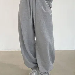 pricha Women Loose Fit Grey Cotton Blend Trousers image 2