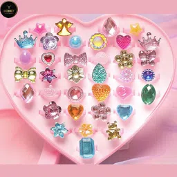 gehney joy of jewels Box of 36 Multicolor Acrylic Rings for Kids Girls - Random Styles, Party Jewelry Acrylic Ring-picture-11