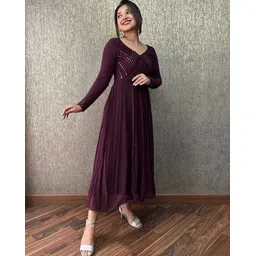 nejadhari tax Georgette Stitched Flared/A-line Gown image 1