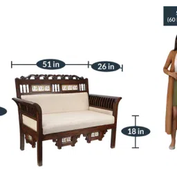 mudramark from pepperfry Teak Wood 2 Seater Sofa in Beige Finish image 3