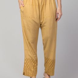 houseofcommon Women Relaxed Beige Viscose Rayon Trousers-picture-13
