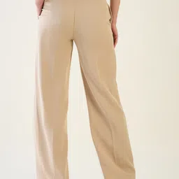 aayu Women Comfort Fit Cream Lycra Blend Trousers image 2