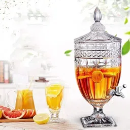 mdnsho Glass Cold Water Mason Jar | Beer Dispenser | Clear Beverage | Drink Dispenser | Jug Glass Tray Set-picture-10